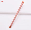 10-piece wooden handle makeup brush set with pink handles and nylon bristles arranged in case