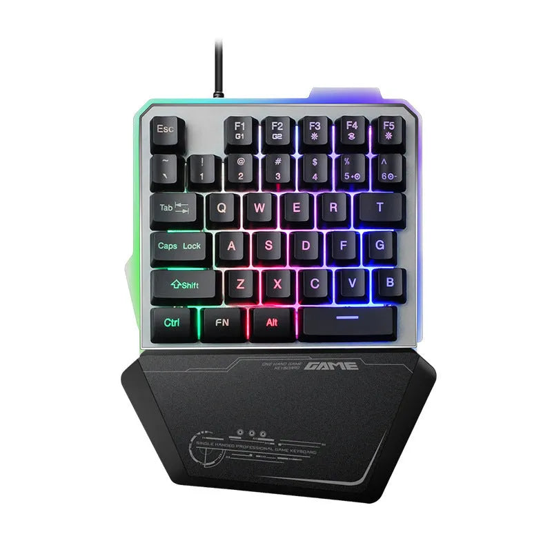 G40 Flow Colour black one-handed mechanical keyboard with RGB backlighting and USB cable