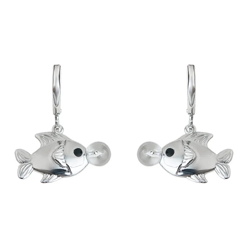 Copper bubble fish earrings with goldfish animal modelling electroplated finish