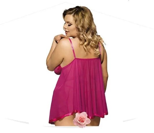 Women's seamless lace sleepdress with mesh panels in multiple colours and sizes up to 6XL