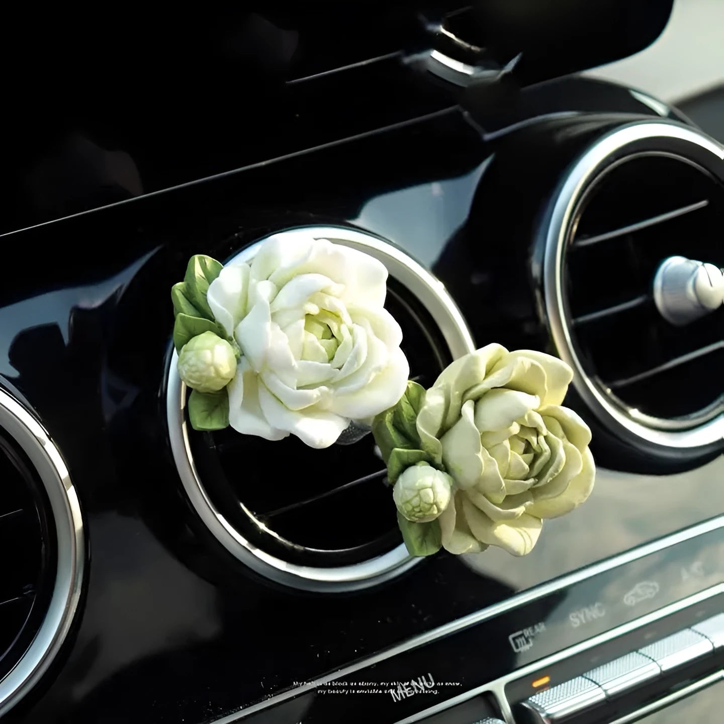 Solid jasmine car air freshener with gypsum construction for vehicle vents
