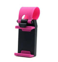 Black steering wheel phone clip mount holder showing adjustable clip and phone placement