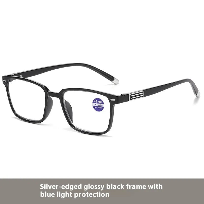 Anti blue light multifocal reading glasses with photochromic colour changing lenses in various frame styles