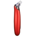 Black, gold, red, or white electric blackhead remover device with nozzle attachments on a white background.