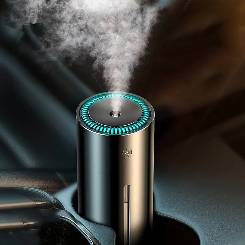 Black aluminium alloy car diffuser humidifier with USB cable