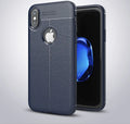 Black WeFor PU leather and silicone protective case for OnePlus 6 phone with included screen protector.