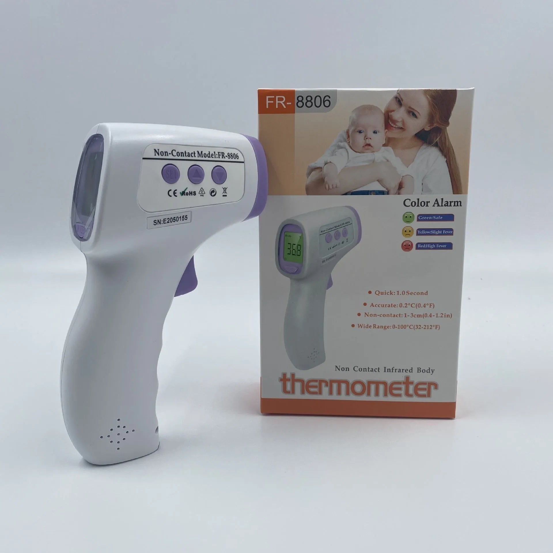 White digital non-contact thermometer for general fever monitoring