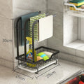 Foldable plastic kitchen draining storage rack for dishcloths and sponges with wall or countertop mounting
