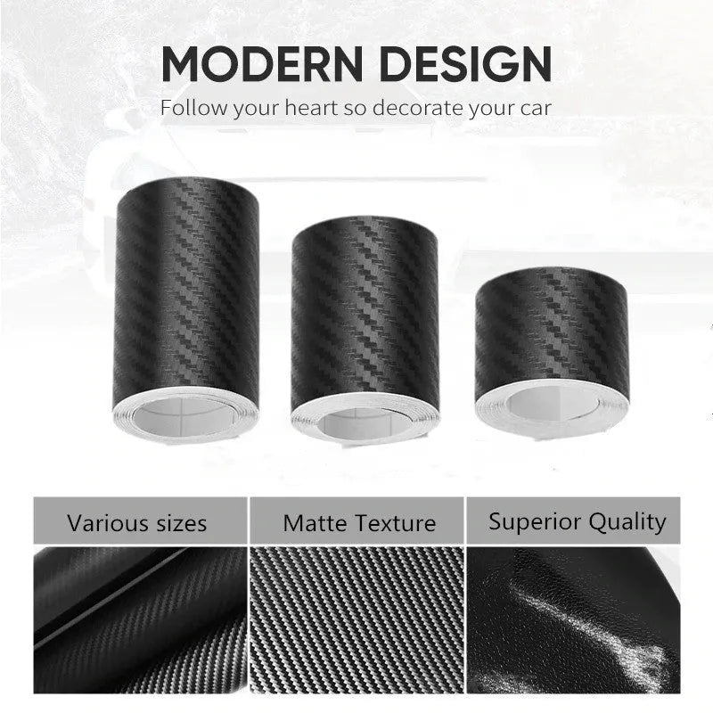 Matte 3D carbon fibre protective roll for car door sills in various widths.