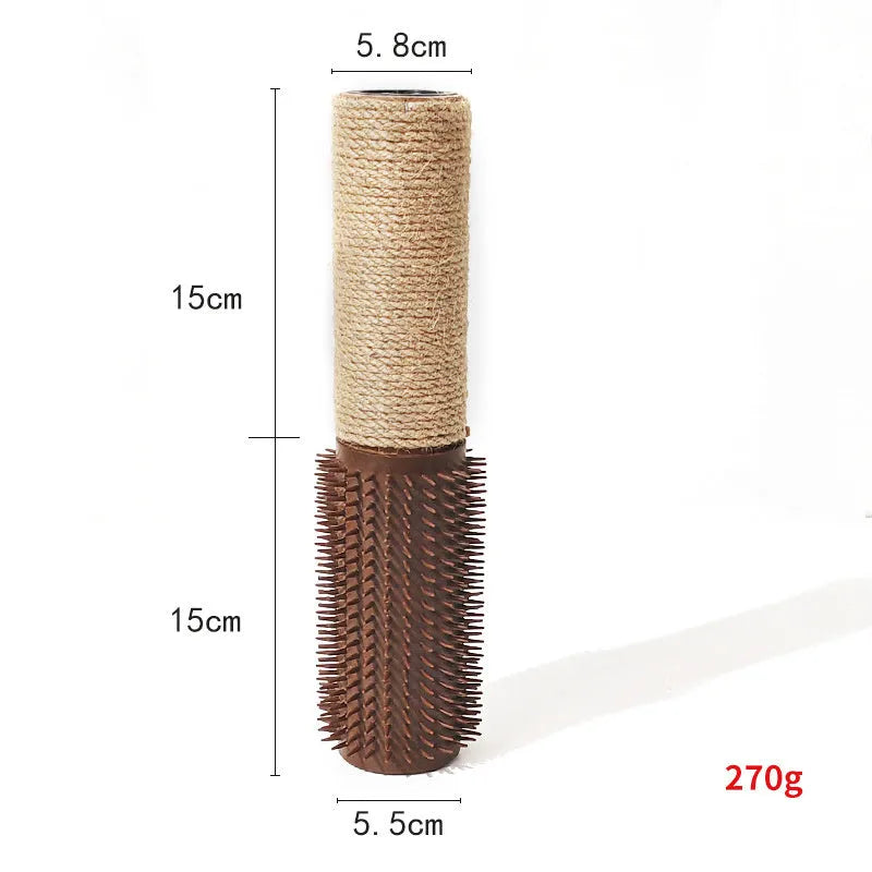 Brown sisal scratching post for cats measuring 30cm tall with sisal rope surface