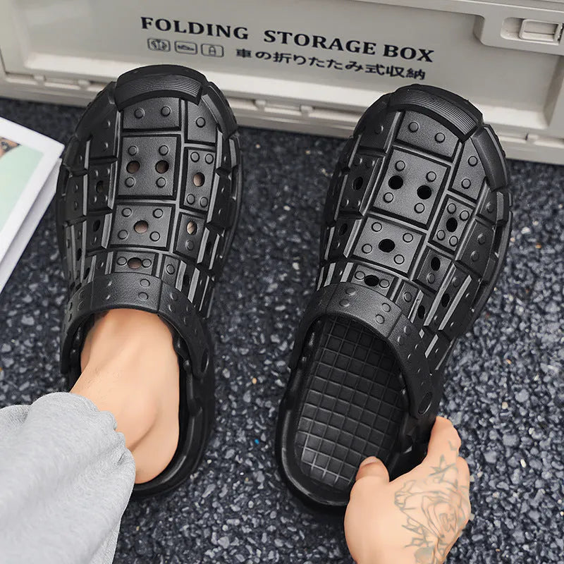Men's EVA slippers with non-slip thick sole in sand colour