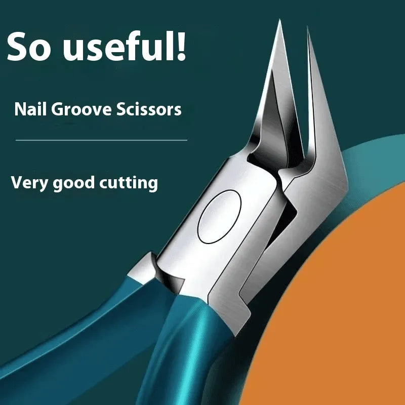 Portable manicure tools set with stainless steel pliers in brown, white, and green handle options