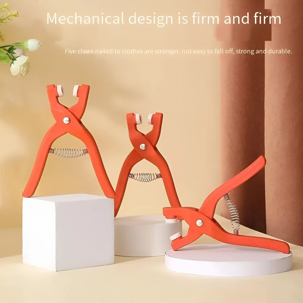 Stainless steel five claw no-sew button and pliers for children's clothing