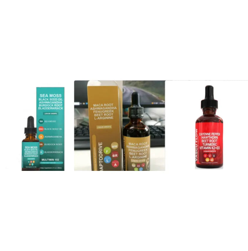 60ml bottle of Vitamin D3 K2 Hawthorn Fruit Supplement Liquid Drops with dropper.