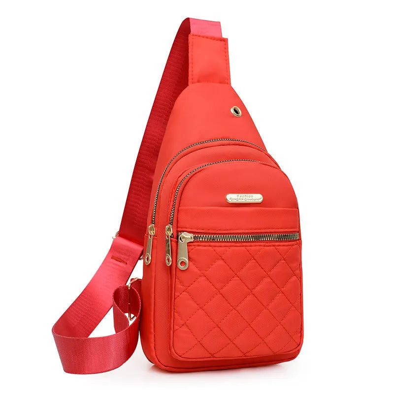 Oxford cloth crossbody chest bag with plaid pattern in multiple colour options