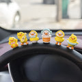 PVC duckling car decoration set with six small duck ornaments and one sign label for dashboard placement