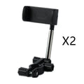 Black ABS plastic mobile phone bracket mounted on vehicle rearview mirror showing 18cm length option