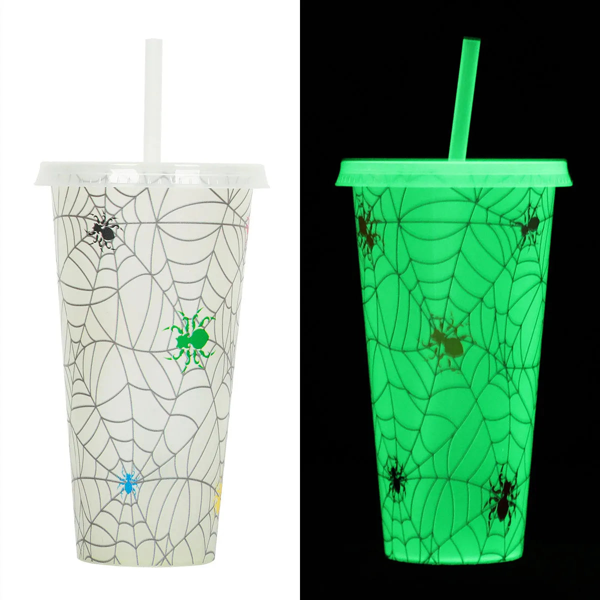 720ml Halloween luminous straw cup in PP plastic with six color options