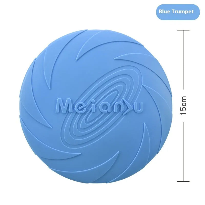 Soft rubber dog frisbee in multiple sizes and colours for outdoor walking and play