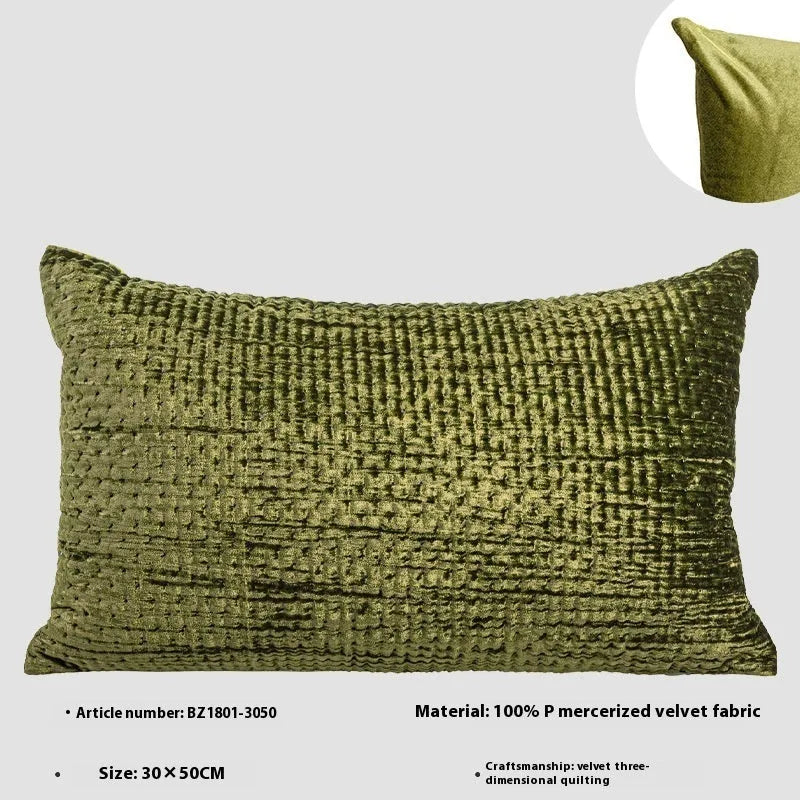 Antique-style quilted cushion with mercerized velvet embossing point texture in green, red, mocha, or orange