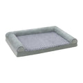Light grey cloth dog kennel bed for large dogs, showing sheltered sides and padded interior.