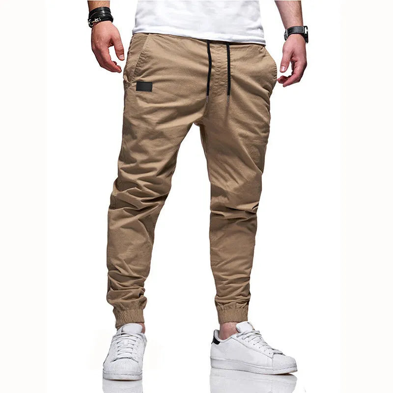 Youth cargo trousers in cotton blend, loose straight-leg with ankle cuffs, light grey, sizes S to 3XL