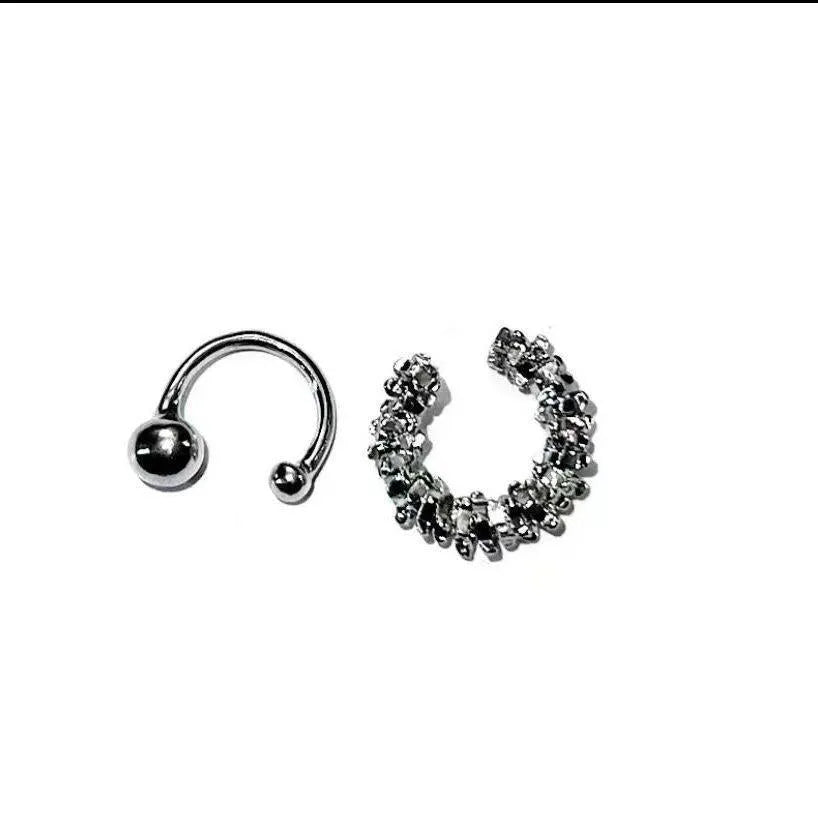 Alloy geometric ear clip earrings with irregular shape and frosty finish in B4710 colour