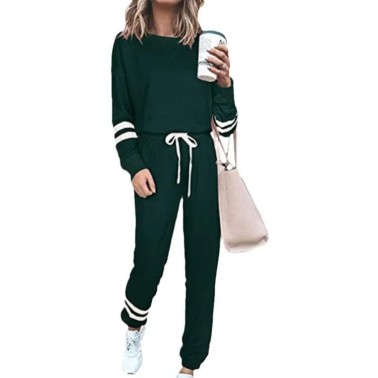 Women's plus size loose fit casual suit set with printed top and solid pants in apricot