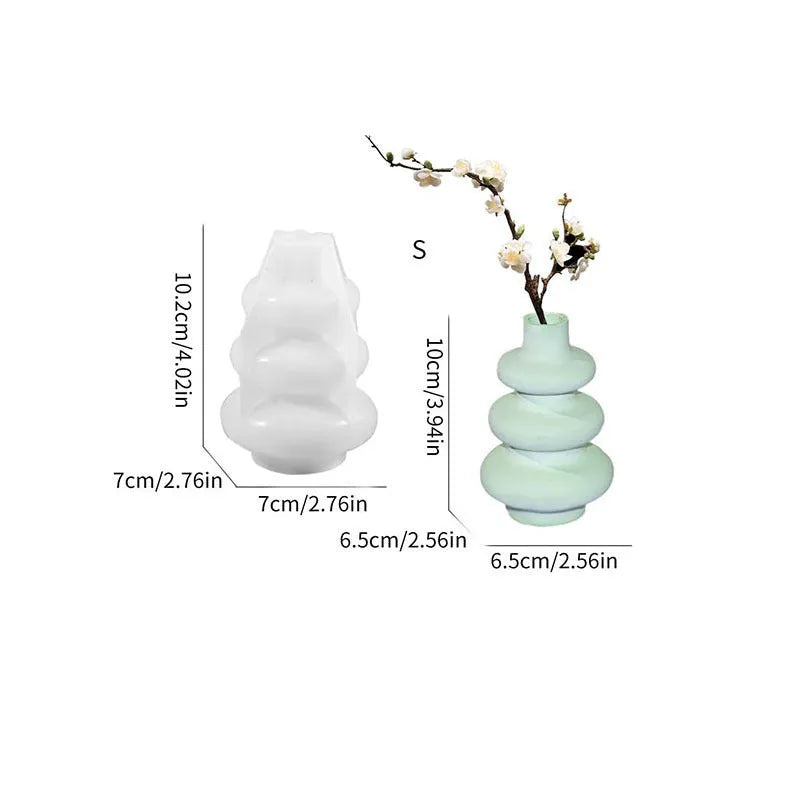 Three layer circular vase ornaments silicone baking mould in modern simple style