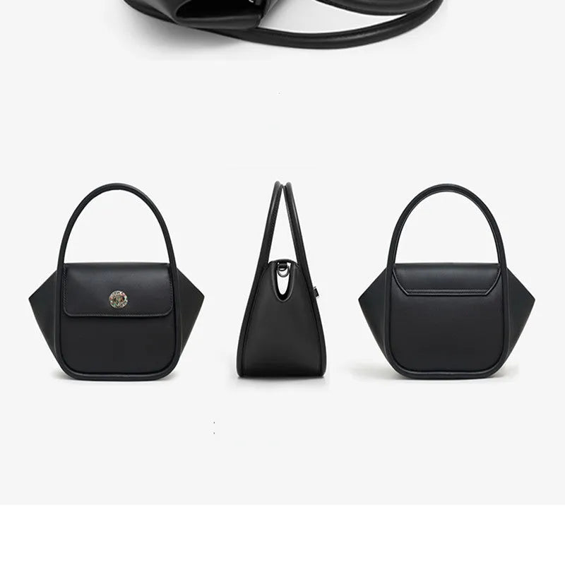Cow leather wing shape tote bag with cross-body strap in one of four colour options