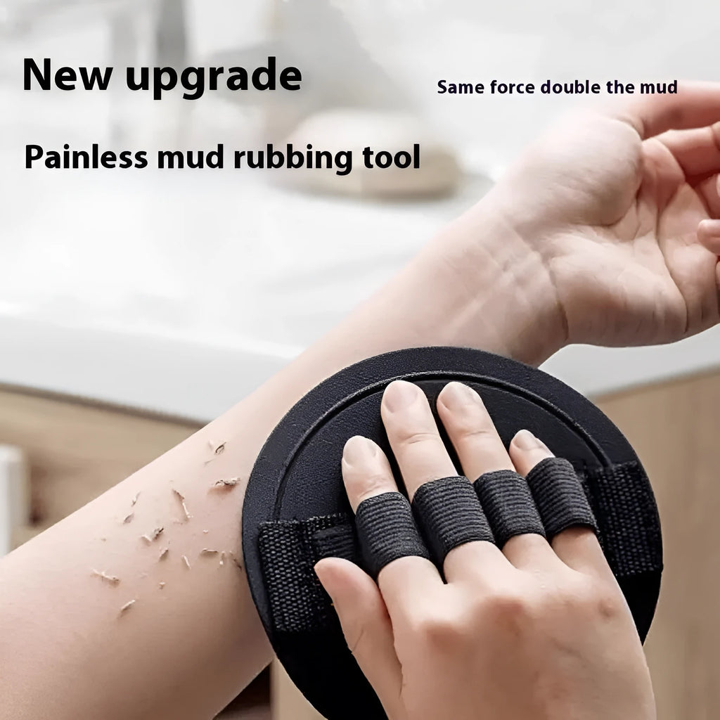 Round cake format finger-style bath cleaning gadget with textured rubber surface for women's personal hygiene