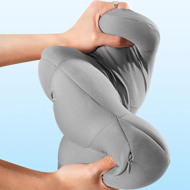 Grey and orange car pillows for head and lumbar support with memory foam filling