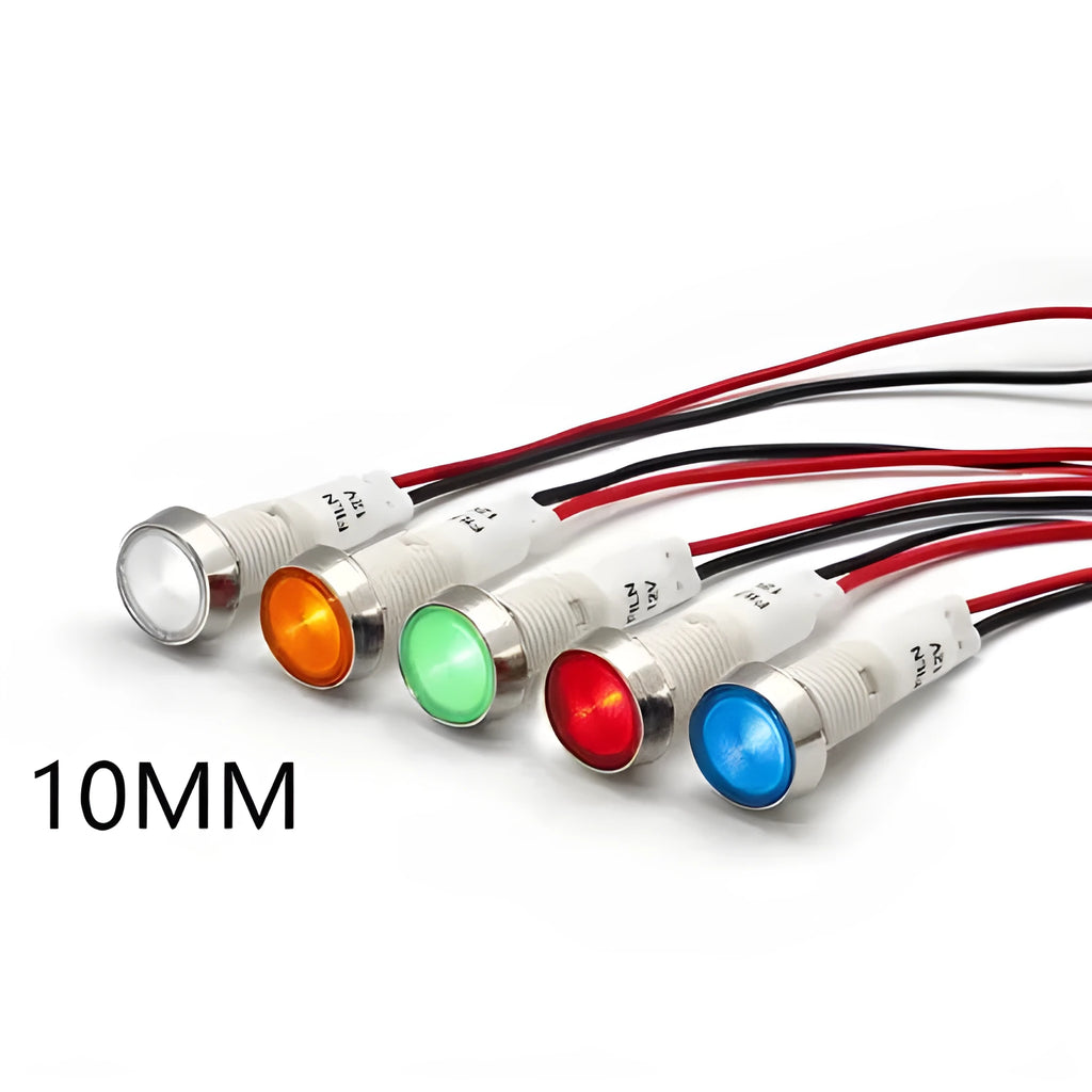 10mm stainless steel edge indicator light with wire in five colour options
