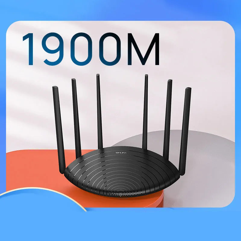 TL-WDR7661 AC1900 Gigabit wireless home router in a compact black casing.