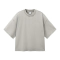 Men's vintage washed-out cotton T-shirt in khaki light colour with loose fit and drop-shoulder sleeves