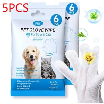 Pet disposable gloves for cat and dog cleaning, 6 pieces per bag, with extra thick option available