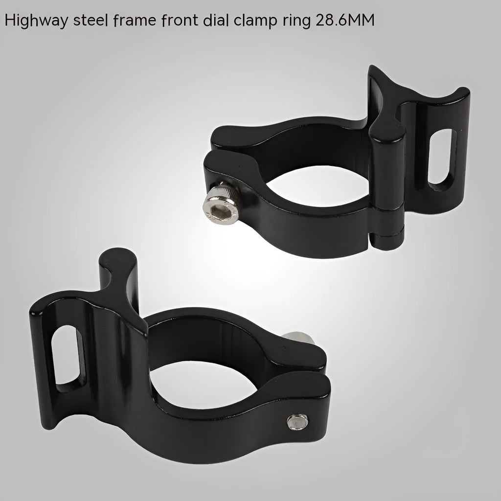 Black aluminum alloy bicycle clamp ring sized for 28.6mm highway steel frame tubes