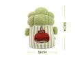 Green cauliflower-shaped enclosed cotton pet house for small dogs or cats on a wooden floor.