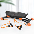 Black mini fitness skiing machine with elastic hand straps for indoor home exercise