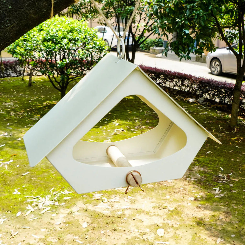 Simple European-style iron bird house for outdoor garden decoration in green or brown colours