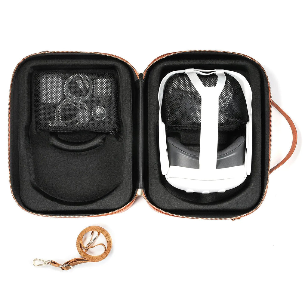 Black superfiber MR glasses storage box for Vision Pro equipment showing dimensions
