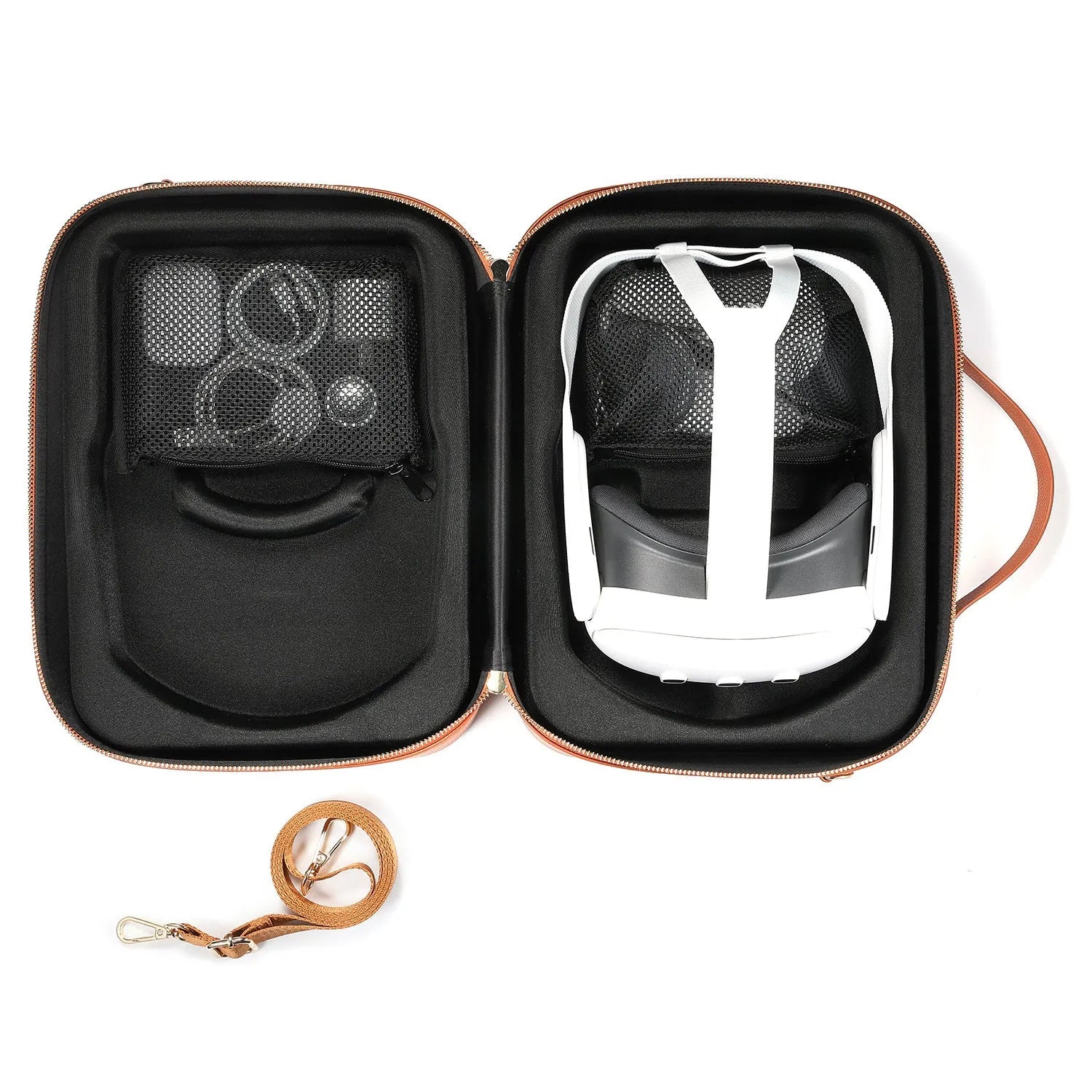 Black superfiber MR glasses storage box for Vision Pro equipment showing dimensions