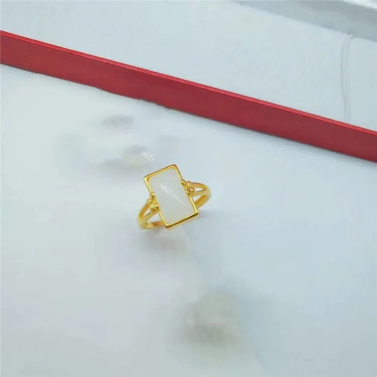 Adjustable brass gold-plated ring with electroplated finish and coloured gemstone options