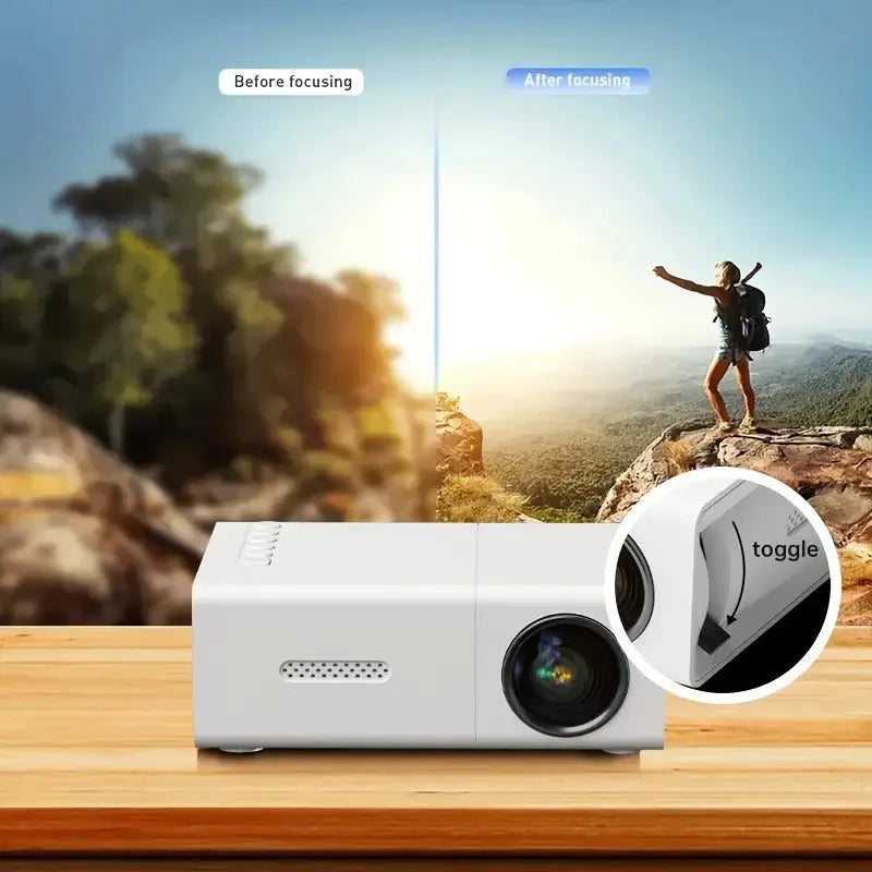 M100 mini home LED projector in black or white with remote control and 100-inch projection capability