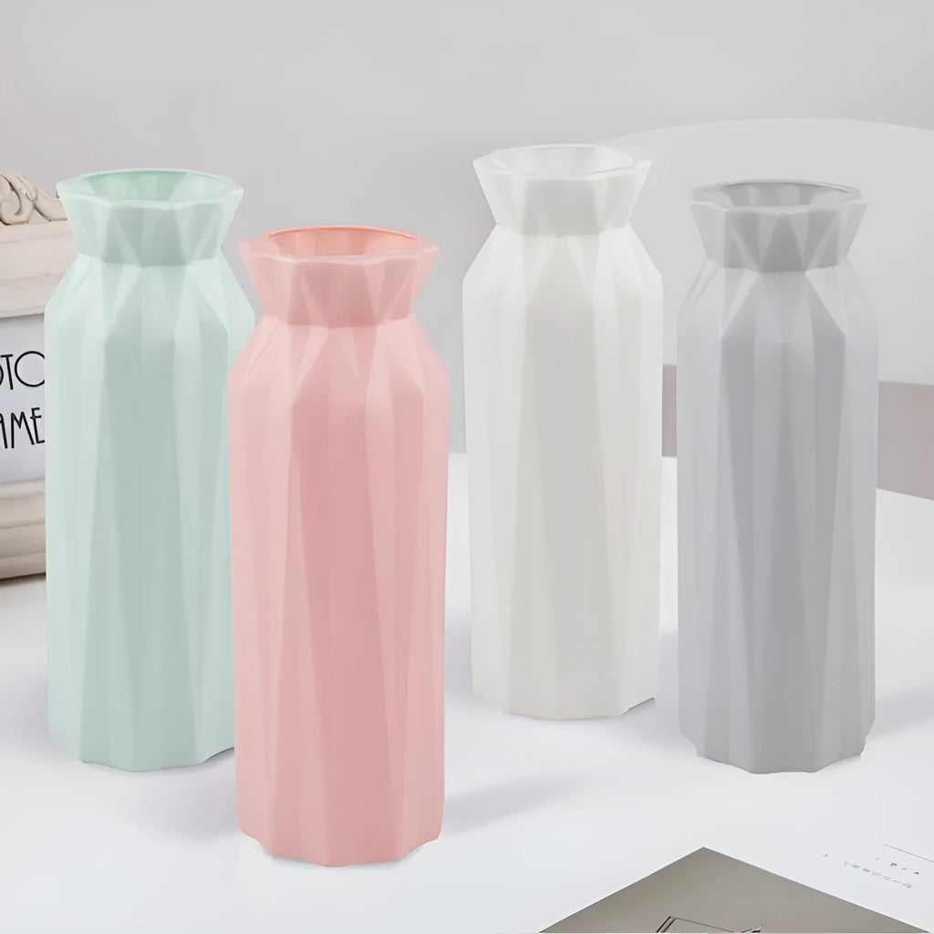 Green gray pink white drop-resistant melamine plastic vase with 7.2cm base diameter