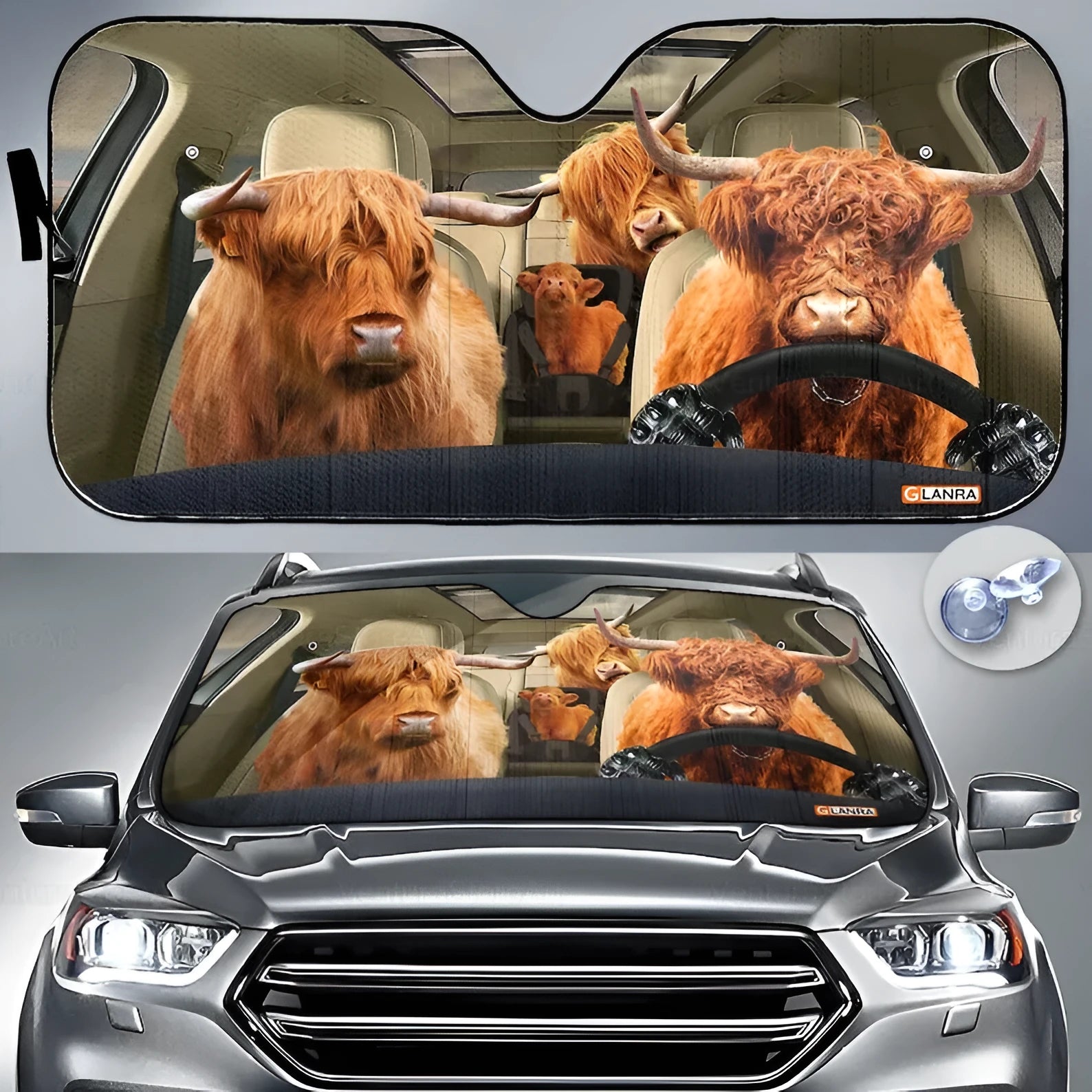 Telescopic aluminium foil car sun shield for front windscreen installation.