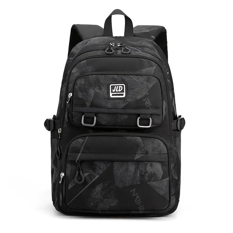 Girls' large capacity nylon school backpack with physiological curve backplate in various colour and print options.