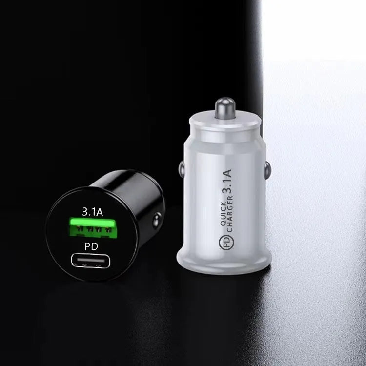 Dual USB port car charger converter in black bare metal for 12V cigarette lighter socket charging