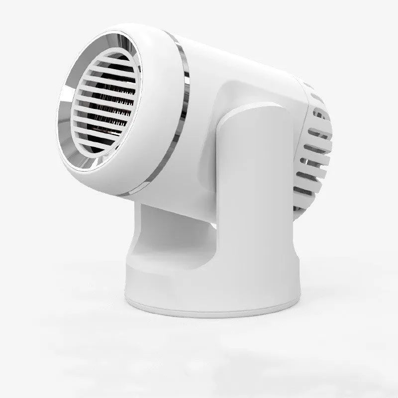 Black and white 12v portable car heater fan with 1.5m cord for windscreen defrosting