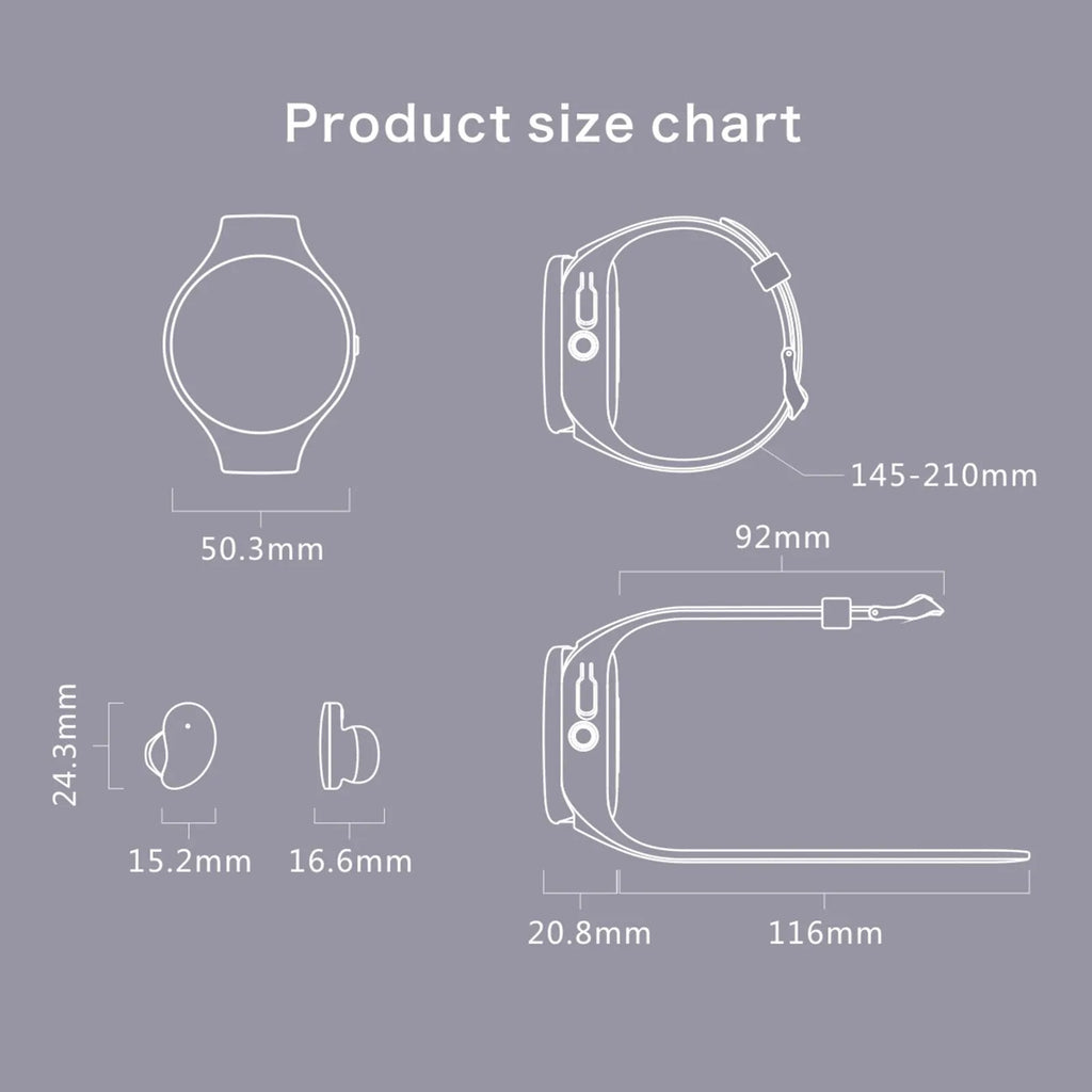 Black detachable smart watch and Bluetooth earphone combo for fitness tracking and calls.